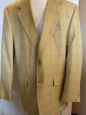 Men's Gianelli Light Windowpane Sport Coat 100% Silk 44L